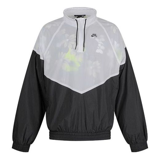 Nike SB Skateboard Splicing Half Zipper Long Sleeves Pullover Skateboard Sports Jacket Colorblock CI7106-010