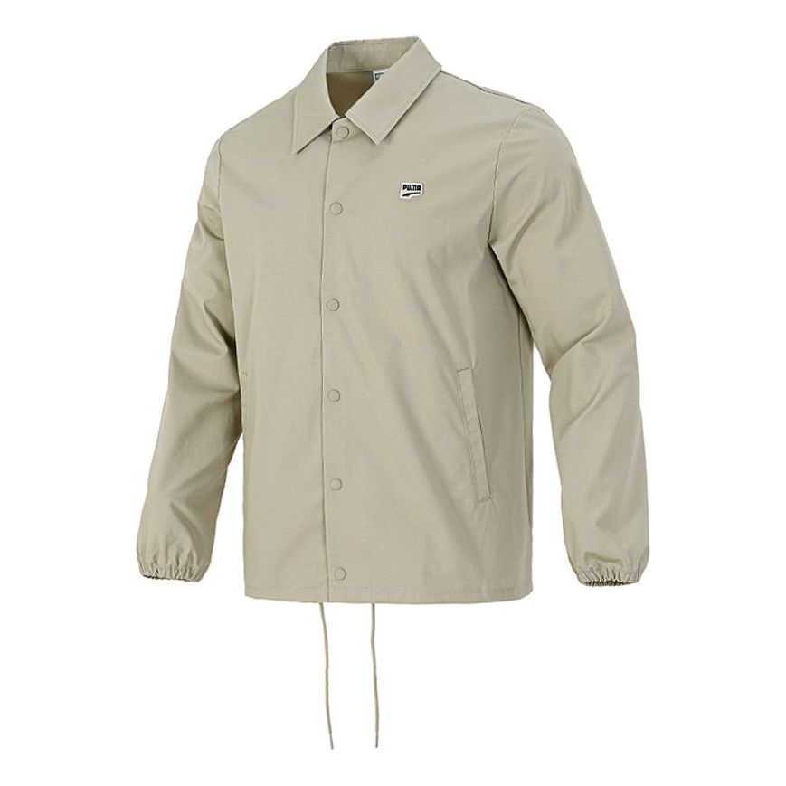 PUMA Embroidered Small Label Solid Color Logo Sports Woven Jacket Khaki 532172-42