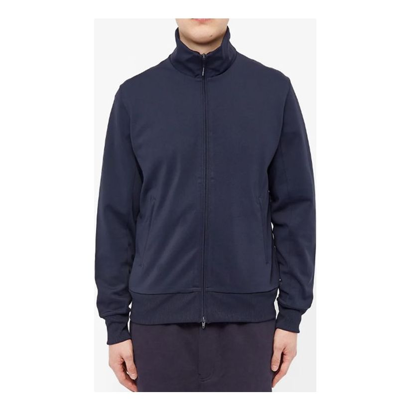 Men's Y-3 Stand Collar Long Sleeves Casual Zipper Jacket Navy Blue FN3377