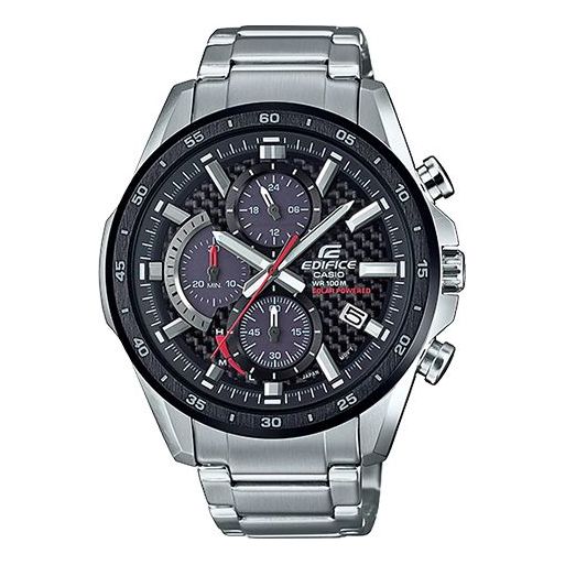 Men's CASIO EDIFICE Classic Chain quartz Watch Black Gray Mens Silver Analog EQS-900DB-1A