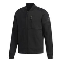 adidas Solid Color Casual Sports Knit Zipper Jacket Black DW4625