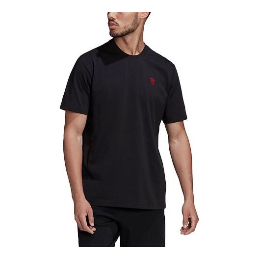 adidas Manchester United Soccer/Football Sports Solid Color Short Sleeve Black H56687