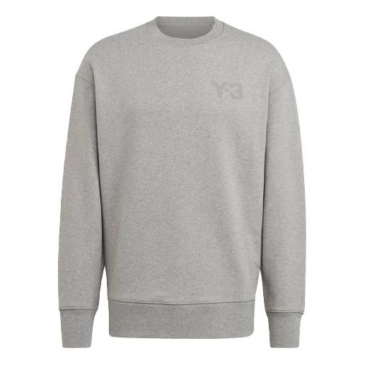 Men's Y-3 SS21 Logo Round Neck Pullover Gray GV4195