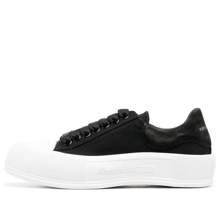 (WMNS) Alexander McQueen Deck Skate Plimsoll Shoes 'Black White' 697120W4MV71070