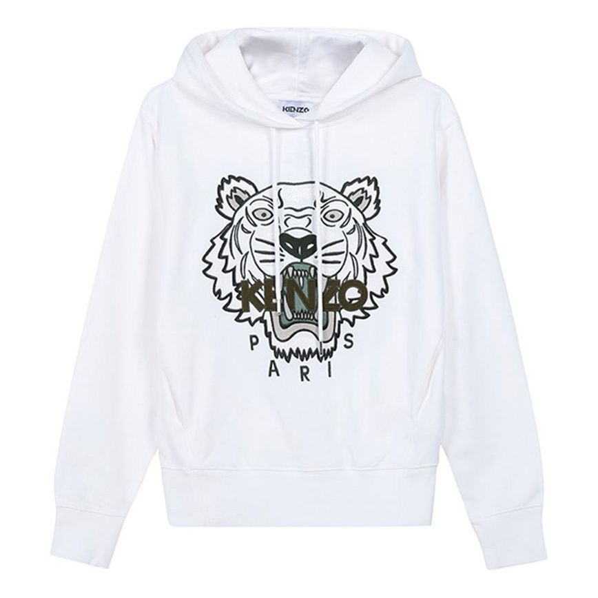 (WMNS) KENZO SS21 Tiger Head Embroidered Hoodie White FB52SW8714XA-01B