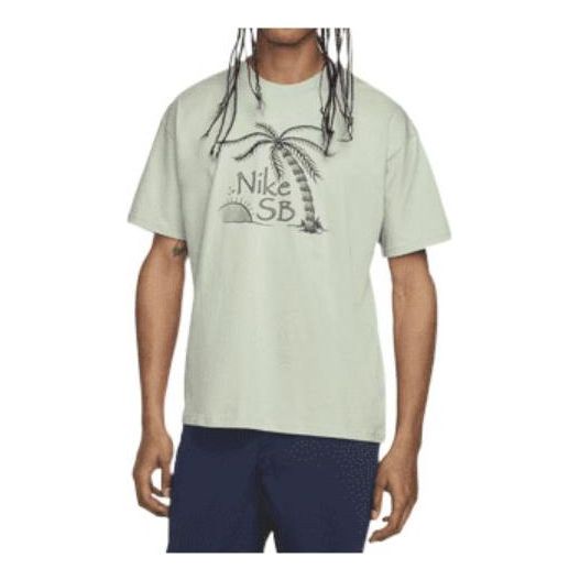 Men's Nike SB Alphabet Printing Casual Short Sleeve Aqua Blue T-Shirt DQ1851-017