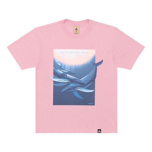 Men's Nike ACG Wyland Funny Printing Sports Loose Round Neck Short Sleeve Pink T-Shirt DC5359-698