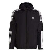 Men's adidas originals 3-Stripes Wb Casual Sports Woven Hooded Jacket Black H06683