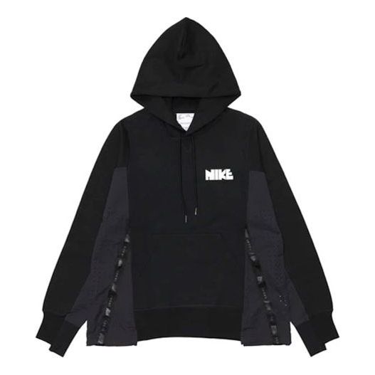 Nike x sacai Logo Printing Splicing Contrasting Hoodie Asia Sizing 'Black' CZ4695-010