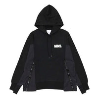 Nike x sacai Logo Printing Splicing Contrasting Hoodie Asia Sizing 'Black' CZ4695-010