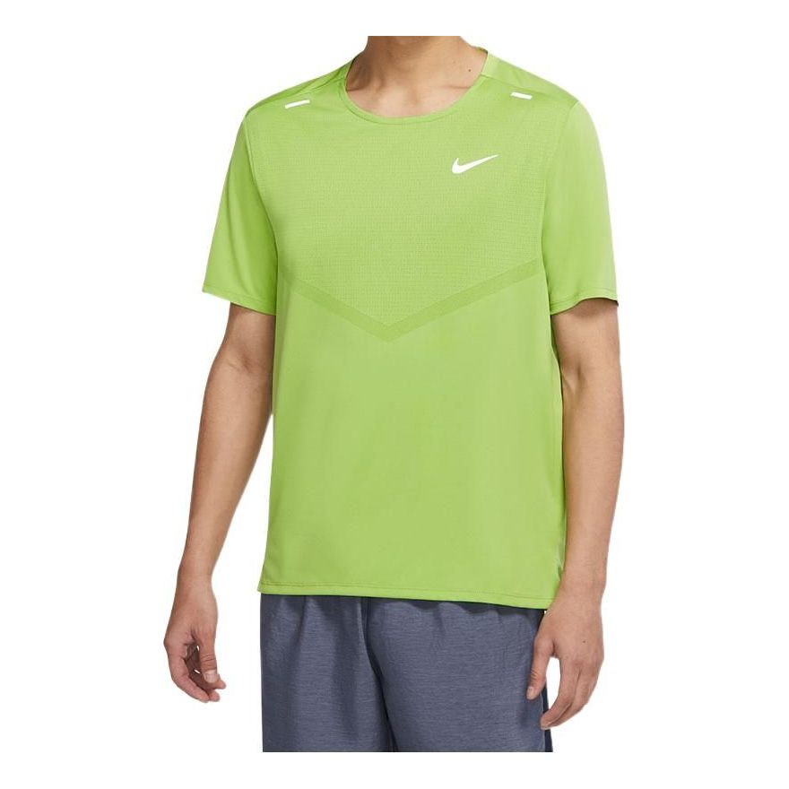Nike Dri-FIT Solid Color Logo Printing Round Neck Short Sleeve Green CZ9185-332