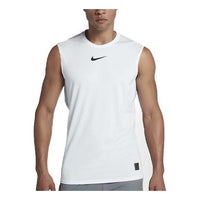 Men's Nike Pro Fitted Solid Color Logo Printing Sleeveless White Vest 838088-100