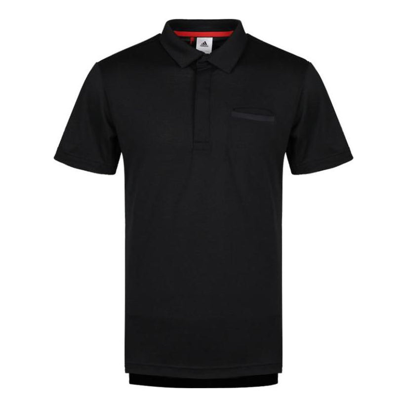 adidas Solid Color Athleisure Casual Sports Short Sleeve Polo Shirt Black CY3330