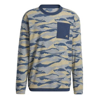 adidas Texture-Print Crew Sweatshirt 'Hemp Navy' HF6525