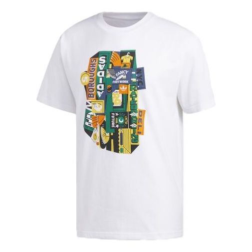 adidas originals Pattern Logo Printing Short Sleeve White EC7348