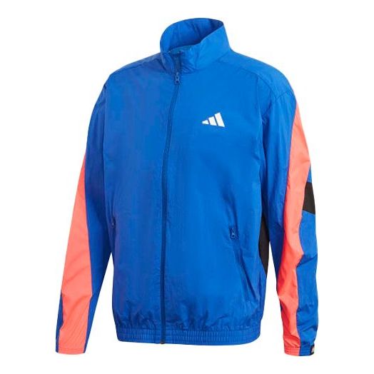 adidas M Urban Q3 Tt Contrast Color Stitching Logo Sports Stand Collar Woven Jacket Blue FS4048