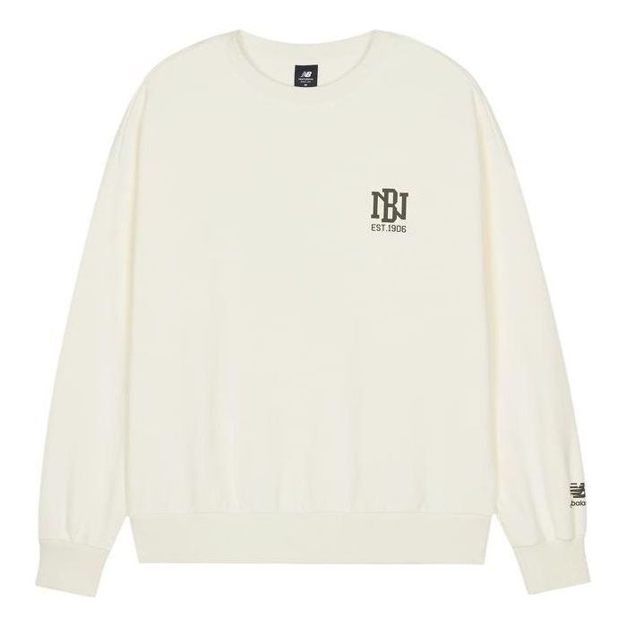 New Balance Logo Print Sweatshirt 'White' AMT23330-CIC
