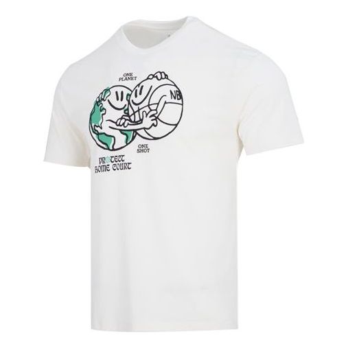 Nike Basketball Earth Pattern Printing Round Neck Short Sleeve White DM1318-901