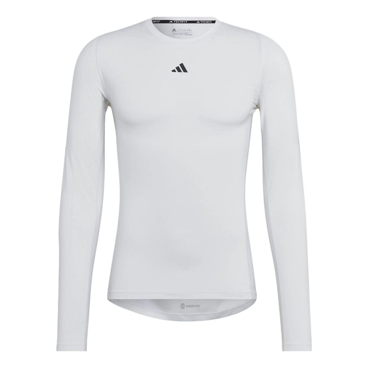 Men's adidas Training Techfit Solid Color Training Long Sleeves White T-Shirt HJ9926
