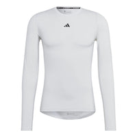 Men's adidas Training Techfit Solid Color Training Long Sleeves White T-Shirt HJ9926