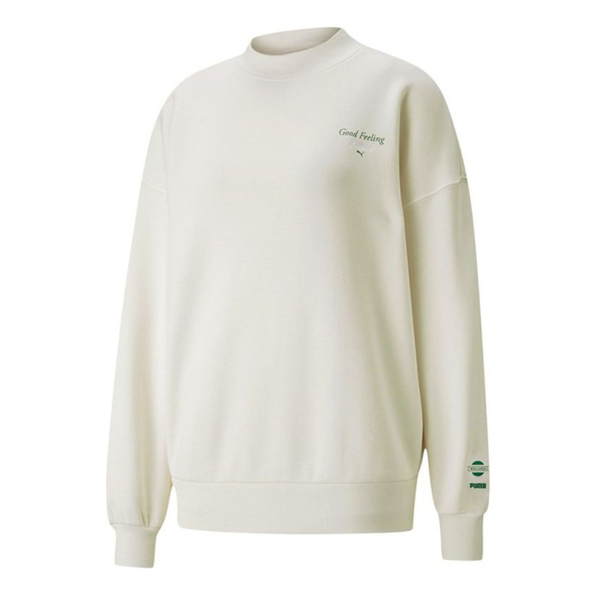 (WMNS) PUMA Logo Wellness Club Crewneck Sweatshirt 'White' 534398-73