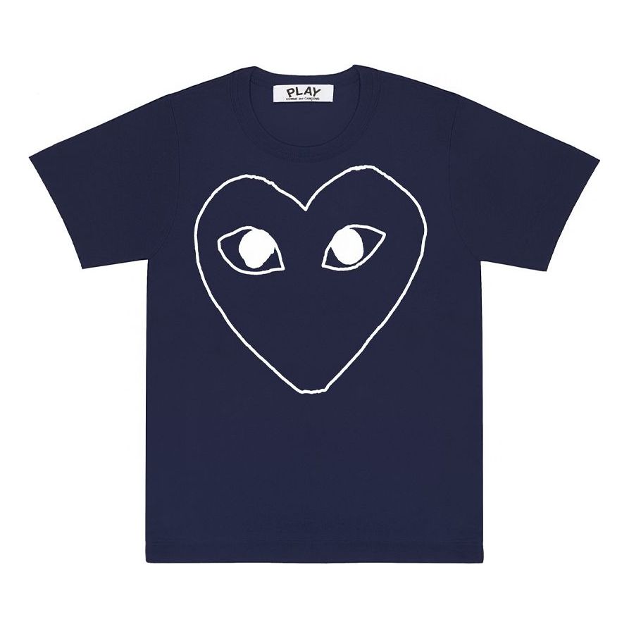 COMME des GARCONS PLAY White Love Printing Short Sleeve Navy Blue AZ-T181-051-1