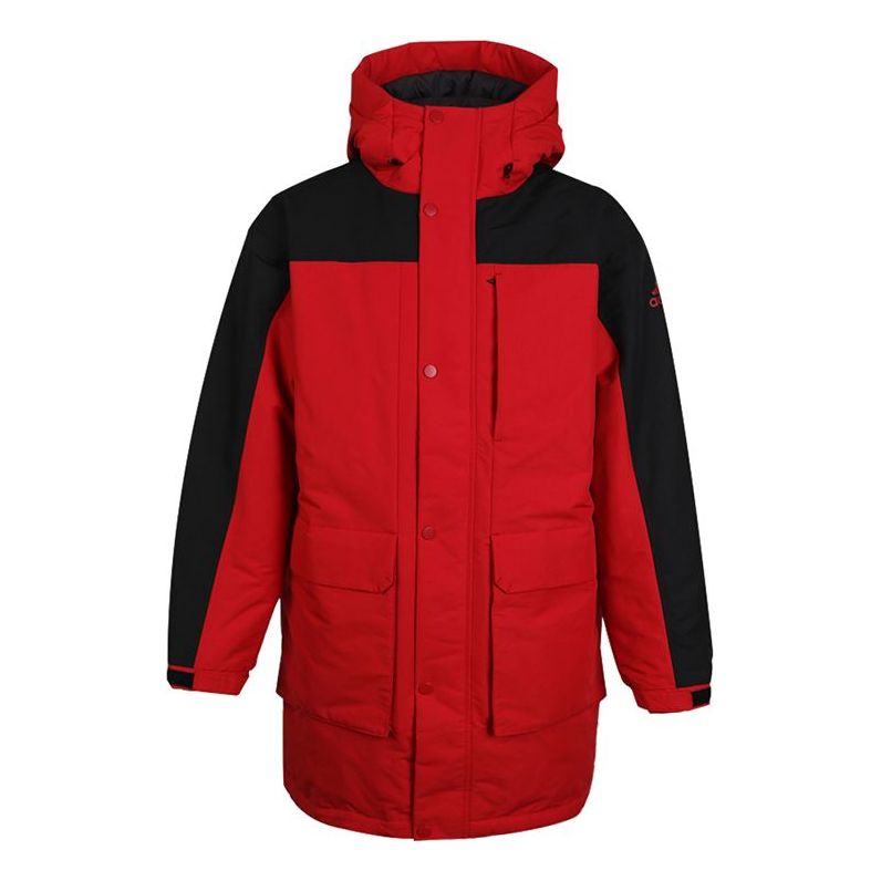 adidas Mid parka hooded Long Sleeves Down Jacket Red GN9834