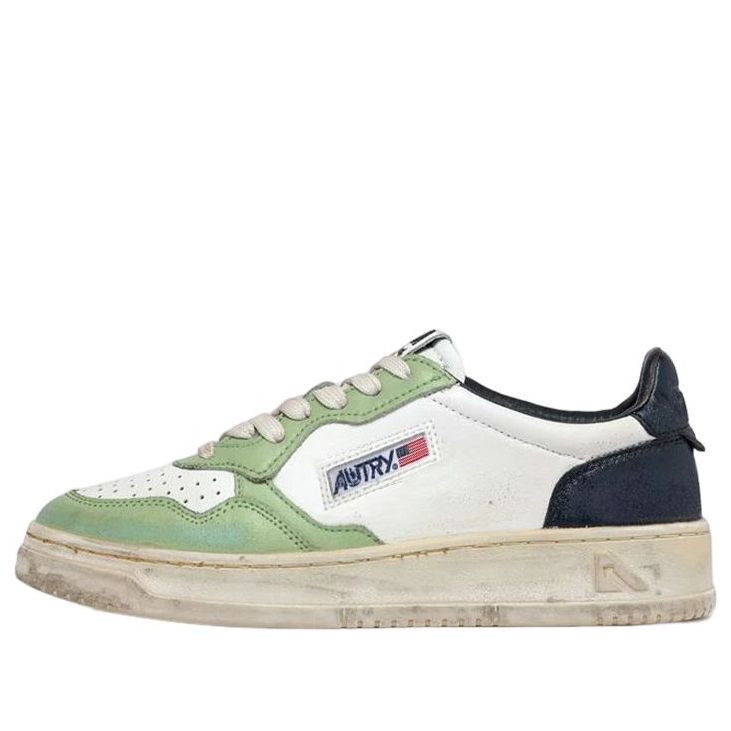 (WMNS) Autry Medalist Super Vintage Low Leather Sneakers 'White Green Teal' AVLW-SV18