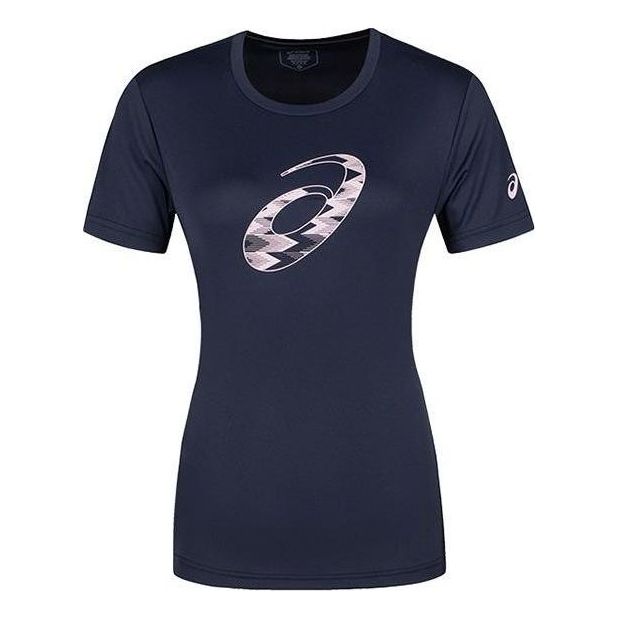(WMNS) ASICS Spiral Graphic Short Sleeve T-Shirt Asia Sizing 'Midnight' 2032D020-402