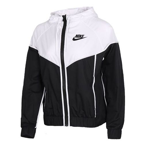 (WMNS) Nike Sports Windproof Colorblock Hooded Jacket Black White Black-white BQ4716-011