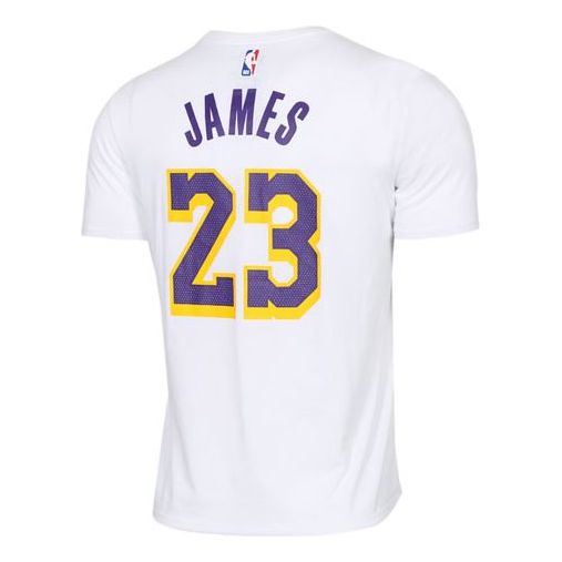 Nike Casual Sports Short Sleeve Lakers LeBron James 23 White AR4887-109
