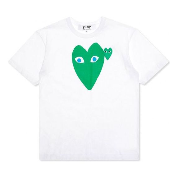 COMME des GARCONS PLAY Blue Eyed Green Heart Tee 'White' AZ-T090-051-1