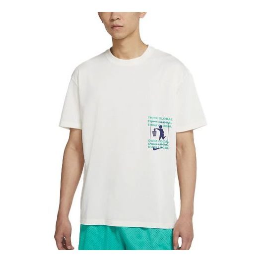 Nike Printing Basketball Sports Round Neck Short Sleeve White DJ1577-901