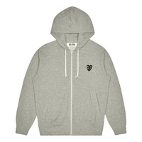 COMME des GARCONS PLAY Zip Hooded Sweatshirt With Black Family Heart 'Grey' AZ-T302-051-1