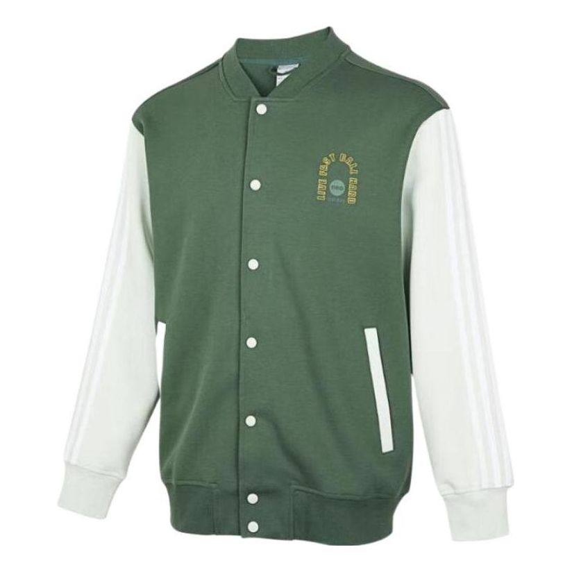 Men's adidas neo Alphabet Printing Sports Jacket Green HM1989