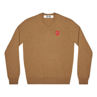 (WMNS) COMME des GARCONS PLAY V-Neck Pullover Red Emblem 'Brown' AZ-N073-051-3