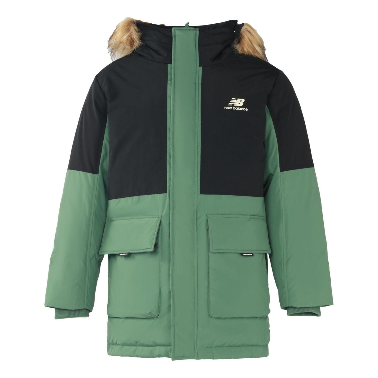 New Balance Color Block Down Jacket 'Green Black' AMJ23355-JD