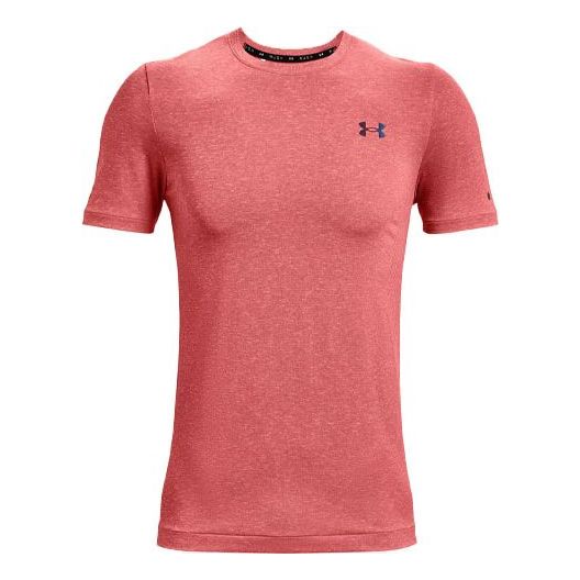 Men's Under Armour Rush Seamless Training Sports Round Neck Short Sleeve Red 1361130-690