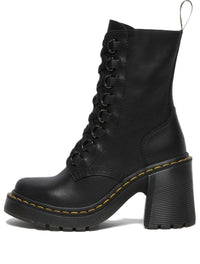 (WMNS) Dr.Martens Chesney Leather Flared Heel Lace Up Boots 'Black' 26701001