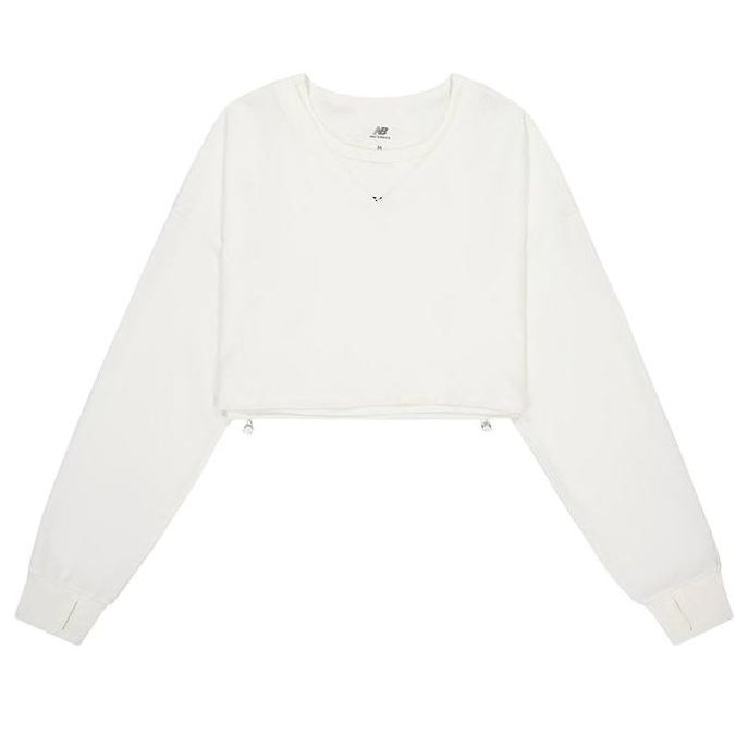 (WMNS) New Balance Crewneck Short With Long Sleeve 'Ivory' NDE24272-IV