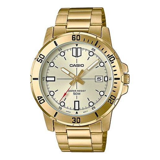 CASIO Stainless Steel Strap Mens Gold Analog MTP-VD01G-9E