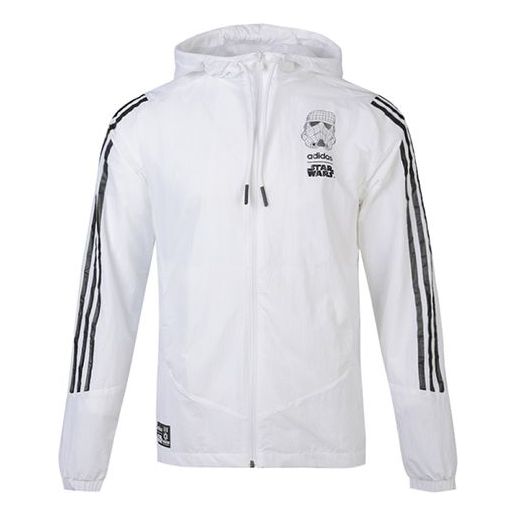 adidas neo M Sw Wb logo Printing Cozy Casual Sports Hooded Jacket White DW8174