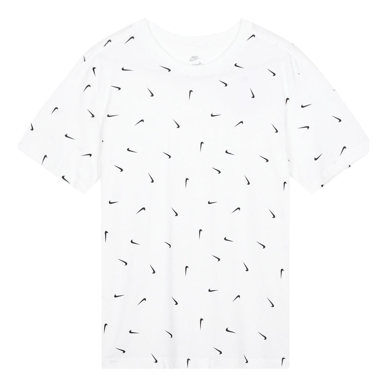 Men's Nike Logo Full Print Round Neck Pullover Short Sleeve White T-Shirt DR7910-100
