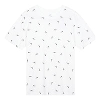 Men's Nike Logo Full Print Round Neck Pullover Short Sleeve White T-Shirt DR7910-100