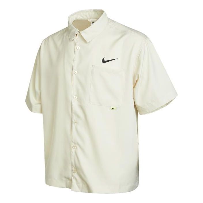 Men's Nike Sportswear Logo Single Breasted Solid Color Short Sleeve Lime Shirt DX6308-244