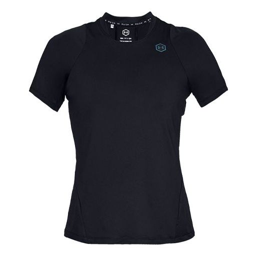 (WMNS) Under Armour Rush Training Sports Short Sleeve Black 1332468-001