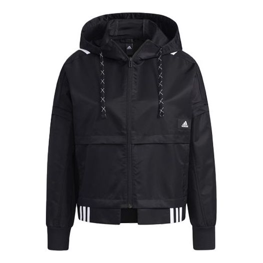(WMNS) adidas Str Jkt Light Sport Patchwork Hooded Jacket For Black GT4404