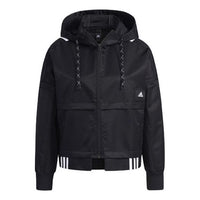 (WMNS) adidas Str Jkt Light Sport Patchwork Hooded Jacket For Black GT4404