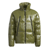 adidas originals Stand Collar Solid Color Sports Down Jacket Green H66014