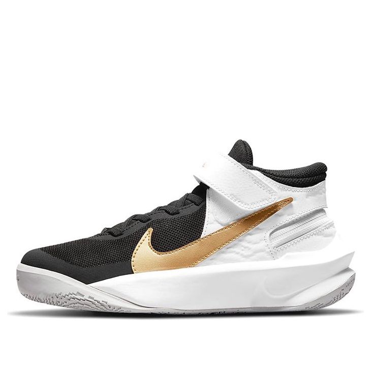 (GS) Nike Team Hustle D10 FlyEase 'Black White Metallic Gold' DD7303-002